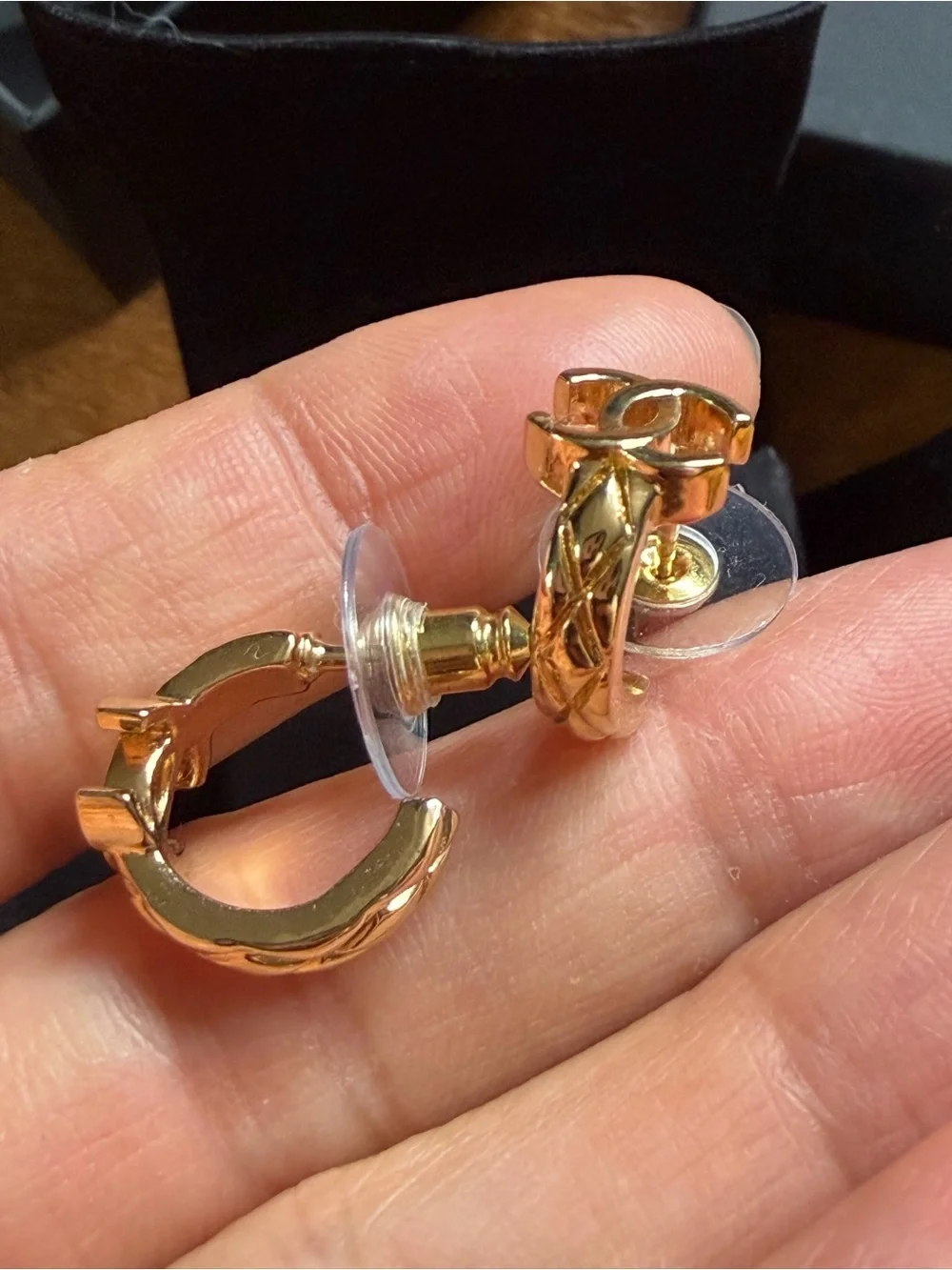 CHANEL Gold Hoop CC Emblem Earrings - Picture 6 of 8